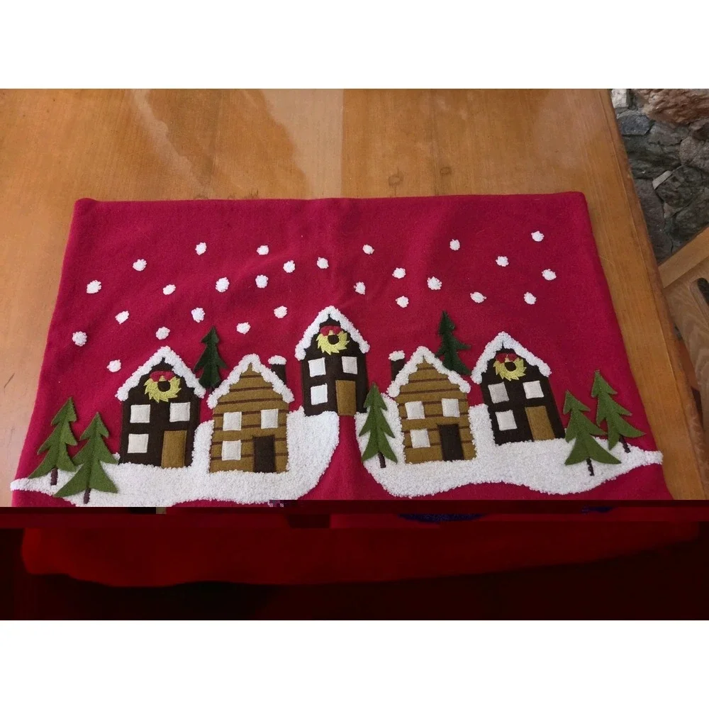 Crate And Barrel Winter Solstice Red Christmas Pillow Cover 26x24 Soft